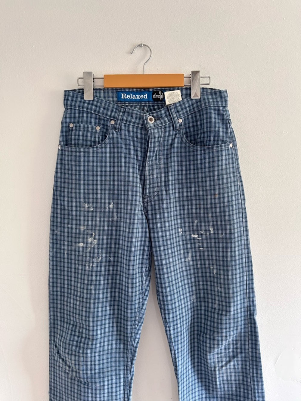 Vintage Levi's SilverTab Blue Check Relaxed Fit Men's pants 30x26 - Picture 2 of 10